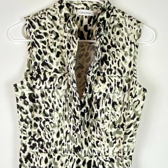 Calvin Klein Dress Womens Size 8 Animal Print Multicolor Sleeveless - Picture 6 of 11